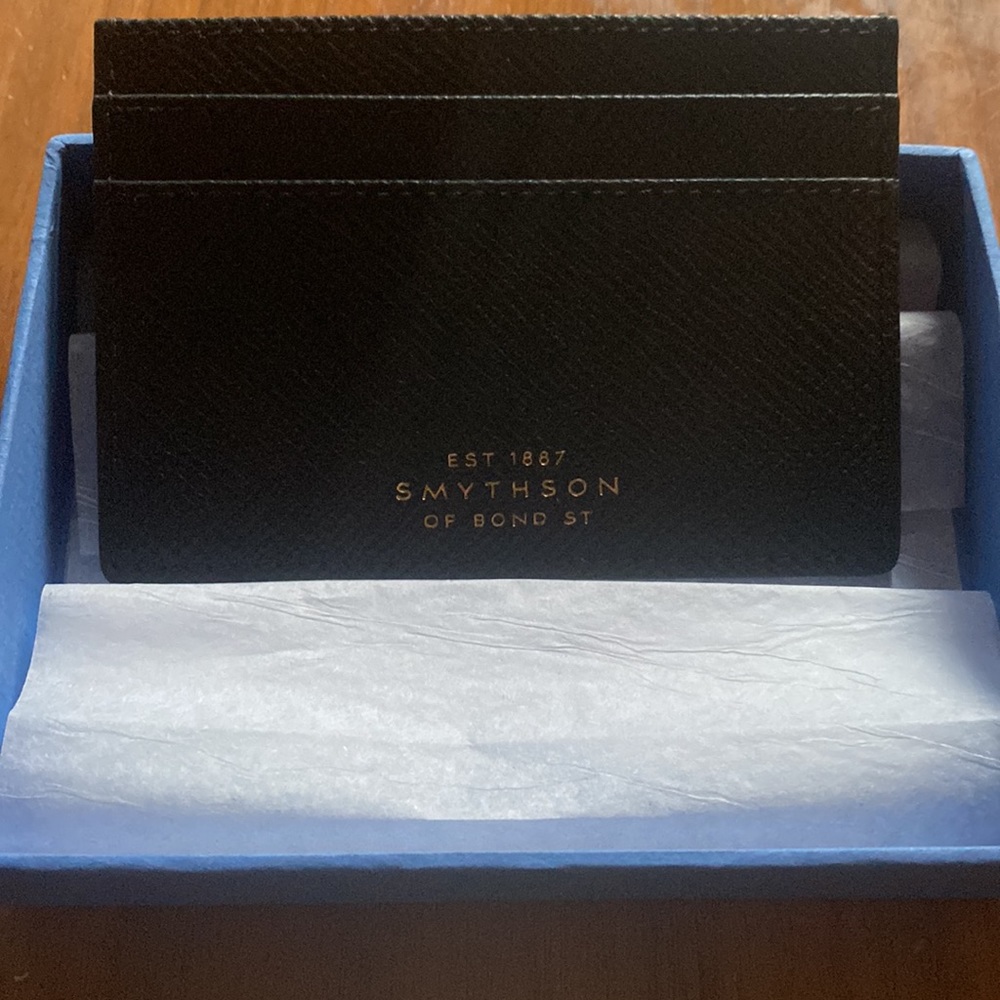 SMYTHSON card holder in black Panama